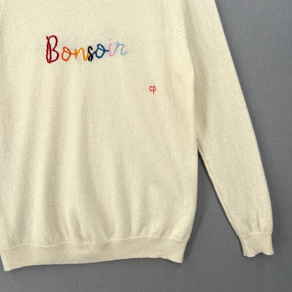 CHINTI AND PARKER Bonjour Cashmere Sweater Womens Large Cream Crew Neck FLAWED - Picture 10 of 16